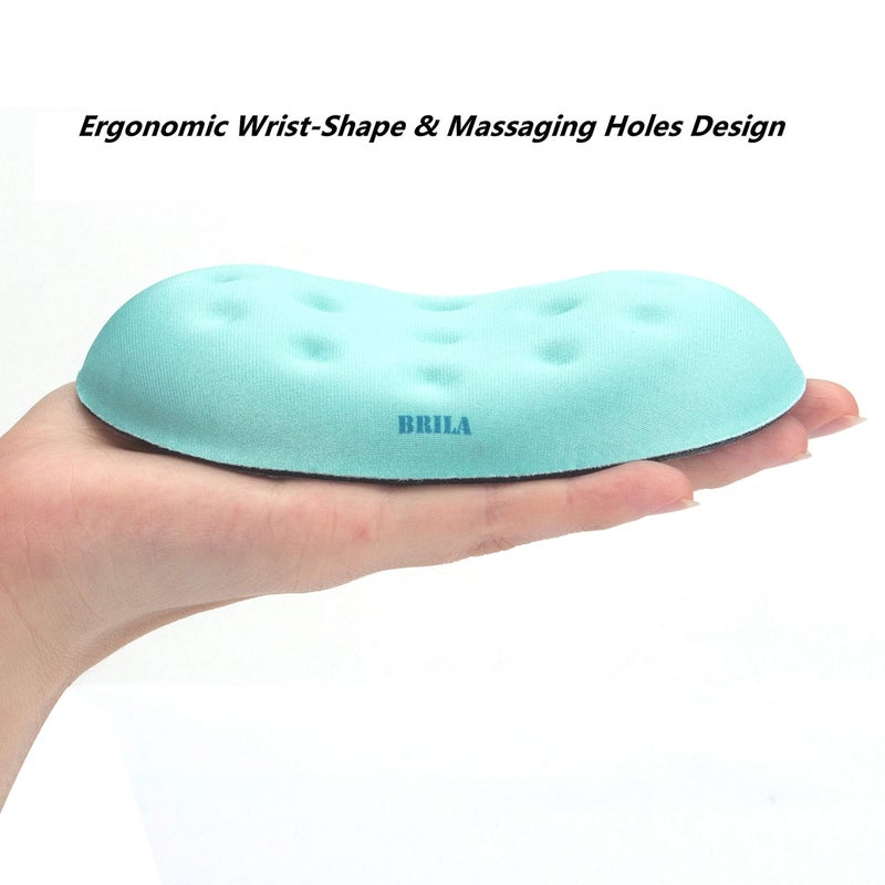 BRILA Ergonomic Memory Foam Mouse Wrist Rest Support Pad Cushion for Computer, Laptop, Office Work, PC Gaming - Massage Holes Design - Wrist Pain Relief (Aquamarine Mouse Wrist Rest) - Image 4